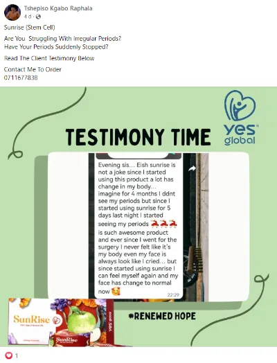 Customer testimony screenshot