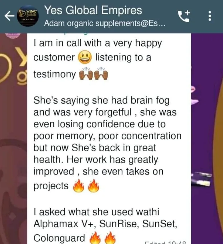 Customer testimony screenshot